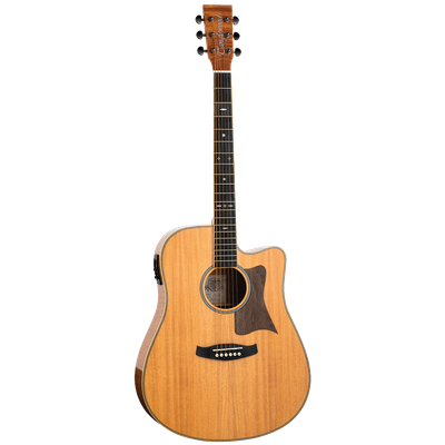 Tanglewood TRU5-CE-FMH / TRPRO-DCE-FMH Reunion Pro Solid Australian Red Cedar Top Dreadnought C/E with Flame Okoume B/S