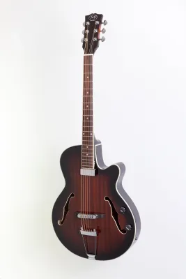 J&amp;D Luthiers Hollow Body Archtop Cutaway Electric Guitar (Vintage Sunburst)