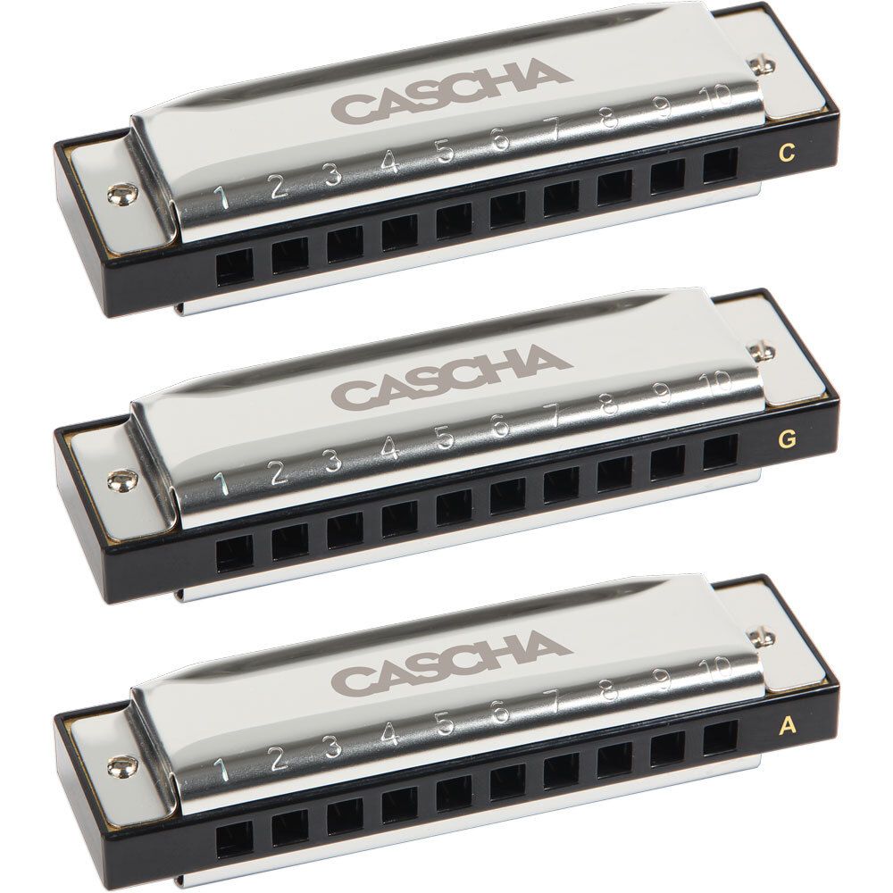 Cascha 3-Pce Blues Harmonica Set in the Keys C, G, A Includes Case