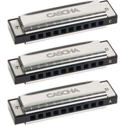 Cascha 3-Pce Blues Harmonica Set in the Keys C, G, A Includes Case