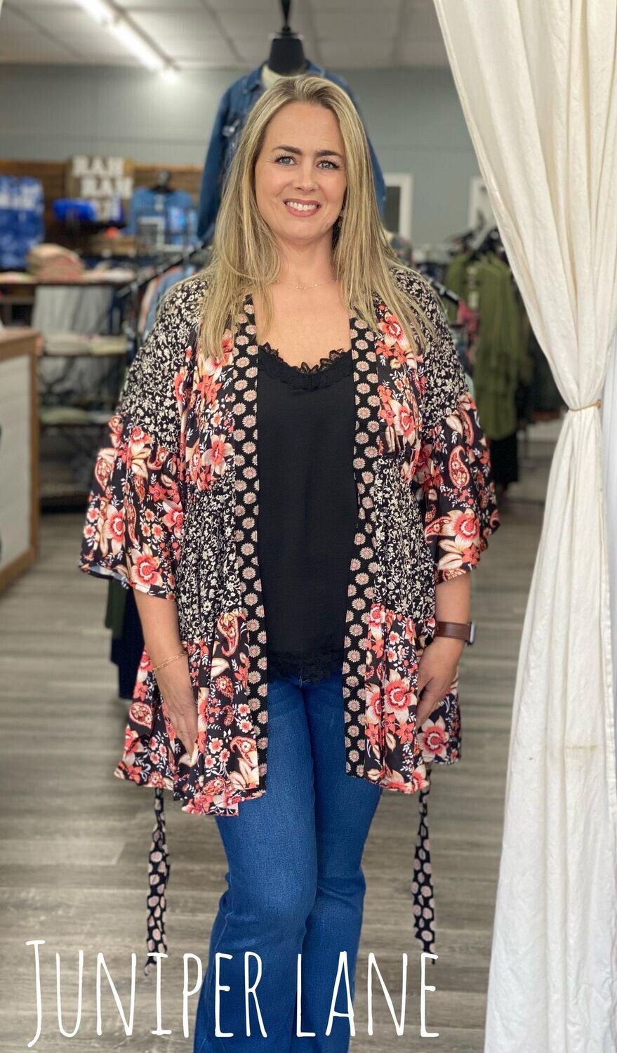 Mix Print Satin Cardi Mix Print Satin Cardi