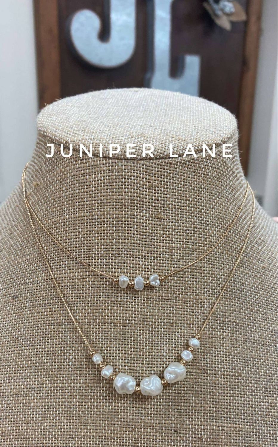 18&quot; 2 Row Pearls Gold
