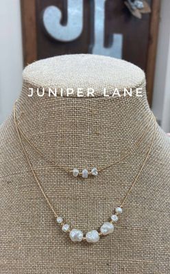 18&quot; 2 Row Pearls Gold