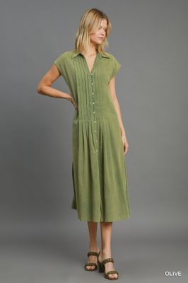 U Pintuck Min Dress