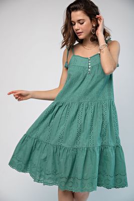 E Emb Swing Dress