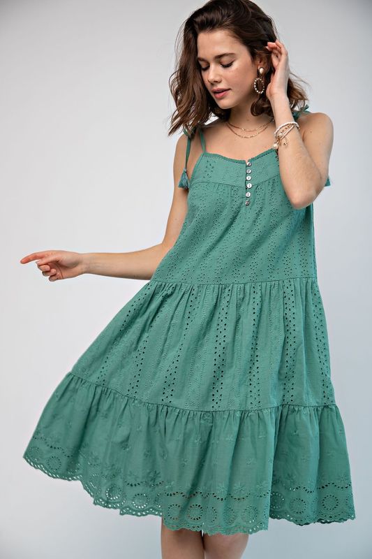 E Emb Swing Dress