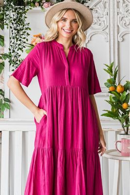 V Mandarin Collar Dress