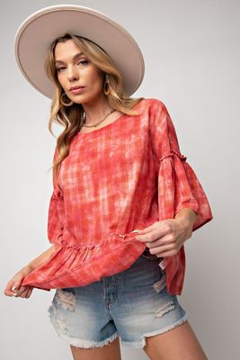 Plaid Ruffle Bottom Top