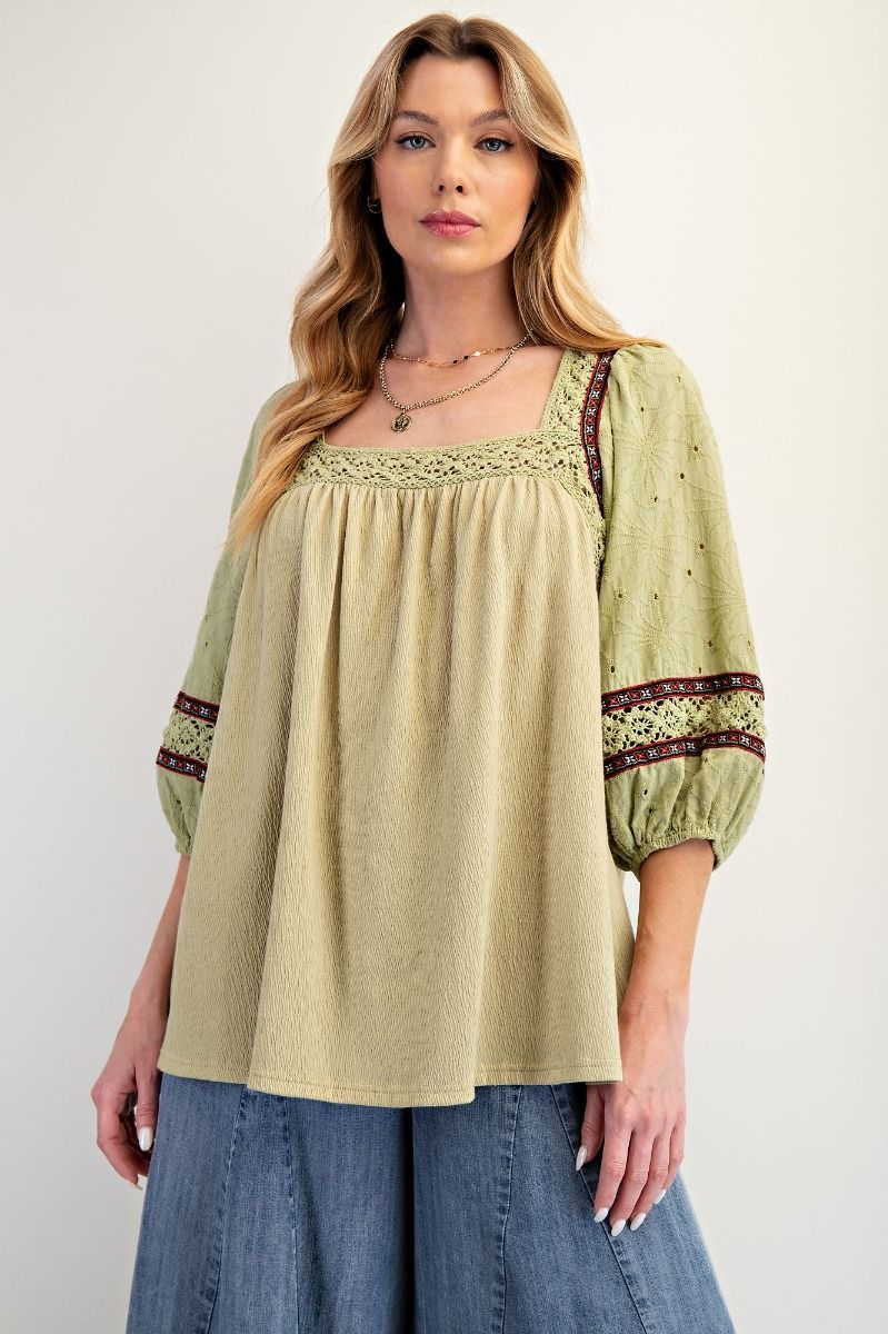 E Eyelet Washed Top