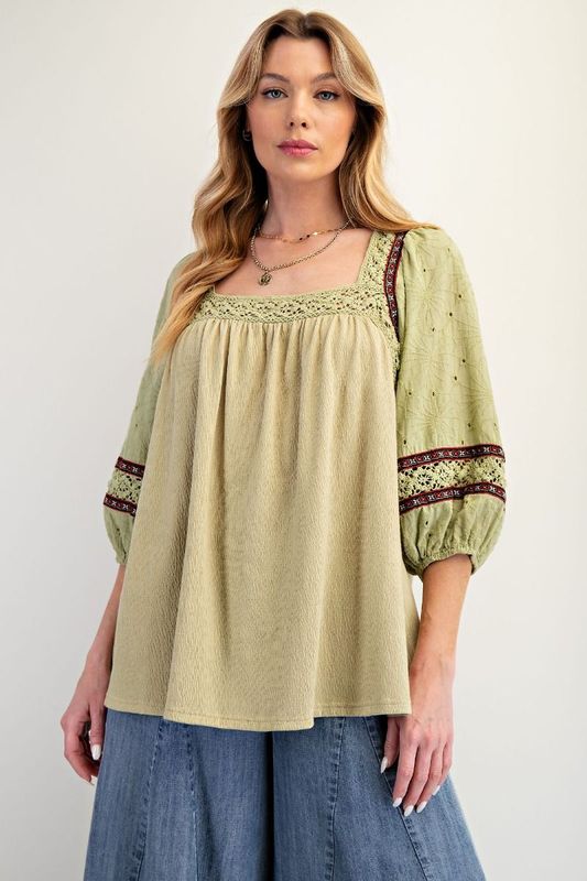 E Eyelet Washed Top E Eyelet Washed Top
