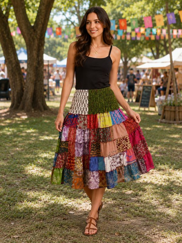 Sari Patchwork Skirt Short Sari Patchwork Skirt Short