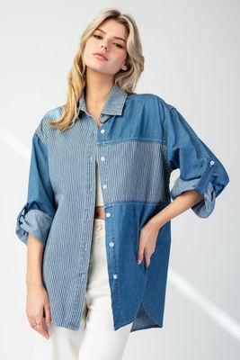 Stripe Block Denim Shirt Stripe Block Denim Shirt