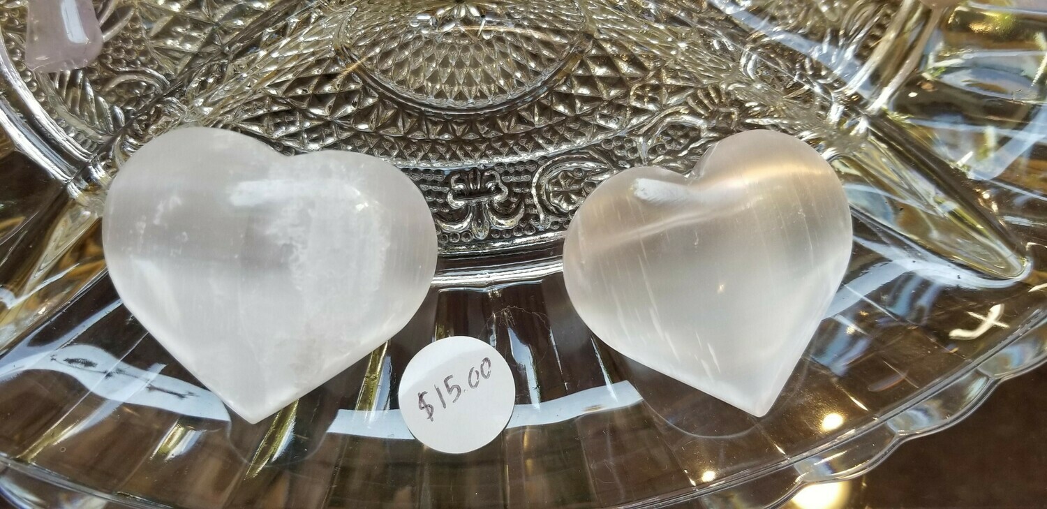 Selenite Heart Pocket stone- Connect with your Higher Self