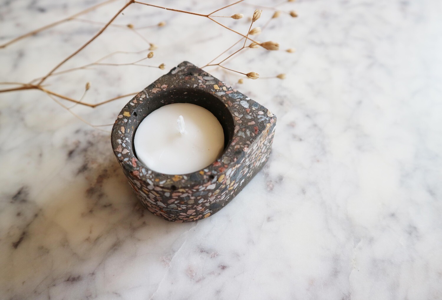 Atelier Pierre theelicht mini terrazzo dark