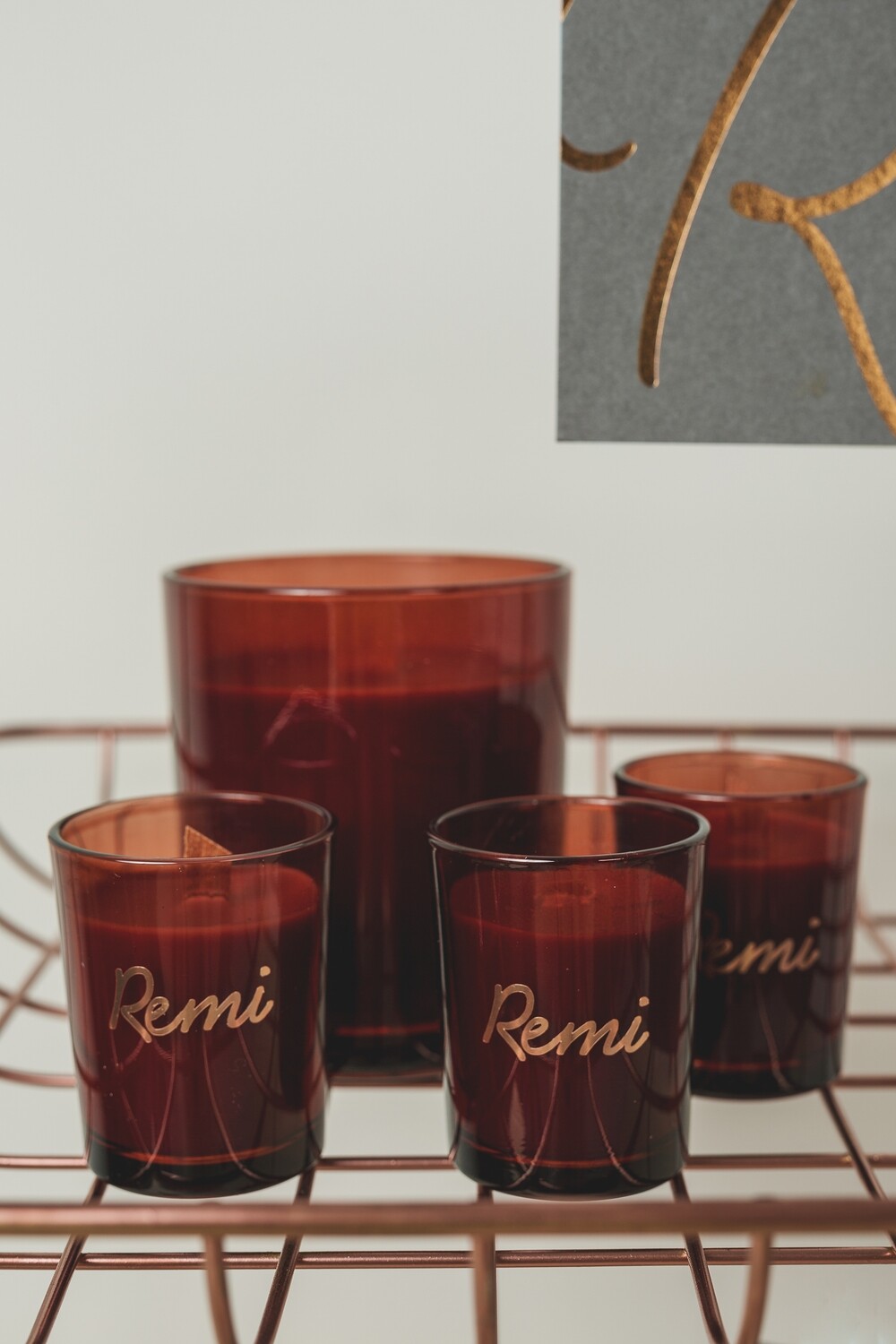 Kaarsje terracotta met houten wiek