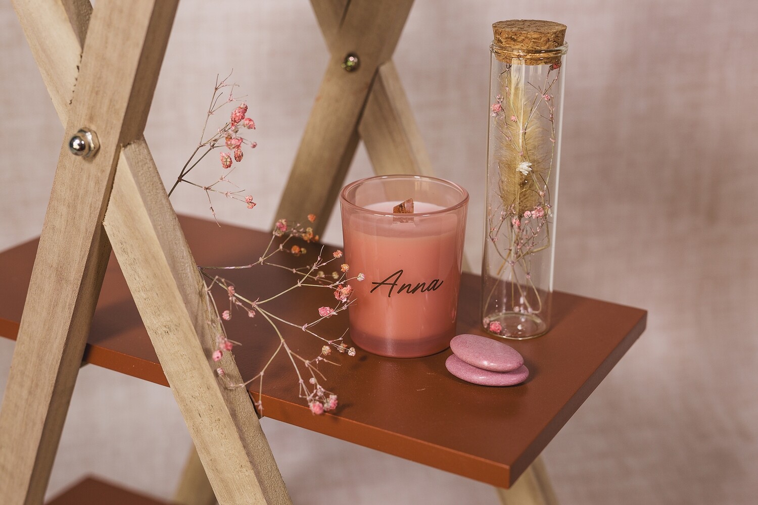 Kaarsje magnolia met houten wiek