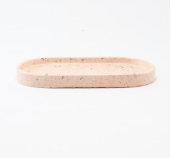 Terrazzo dienblad ovaal small - roze