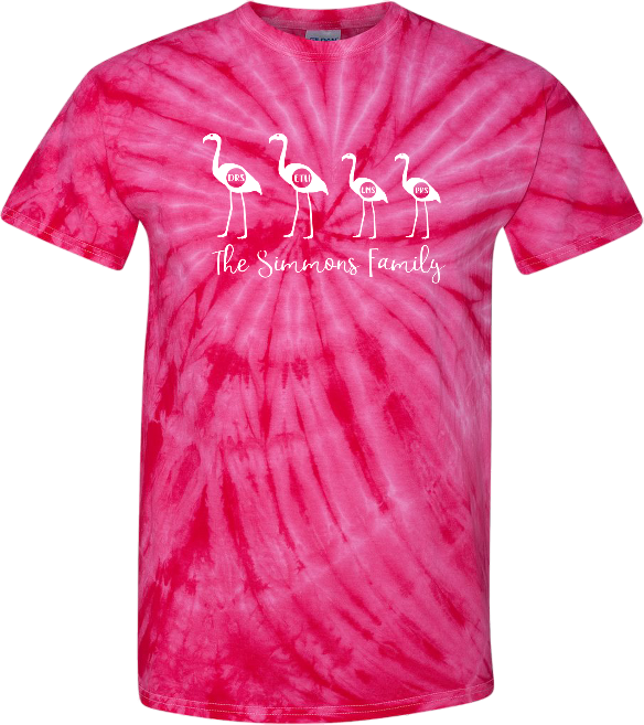 Flamingo Family Tie Dye Adult T-Shirt