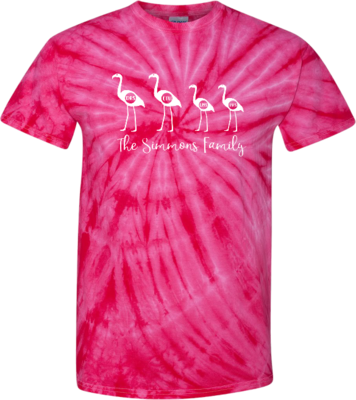 Flamingo Family Tie Dye Adult T-Shirt