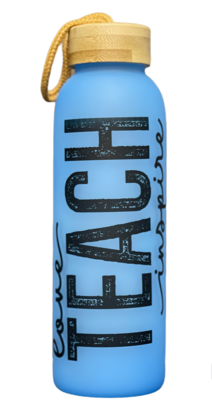 &quot;Love, Teach, &amp; Inspire&quot; Frosted Glass Bottle