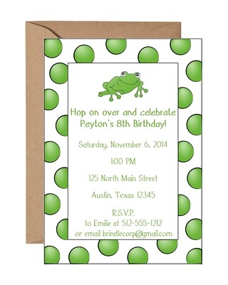 Frog Dots Birthday Invitation