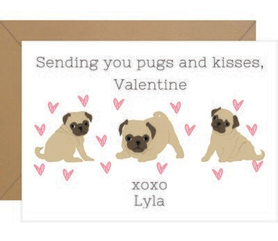 Pugs &amp; Kisses Valentine Note