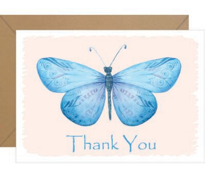 Blue Butterfly Folded Thank You