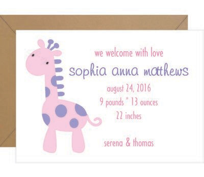 Giraffe Baby Announcement