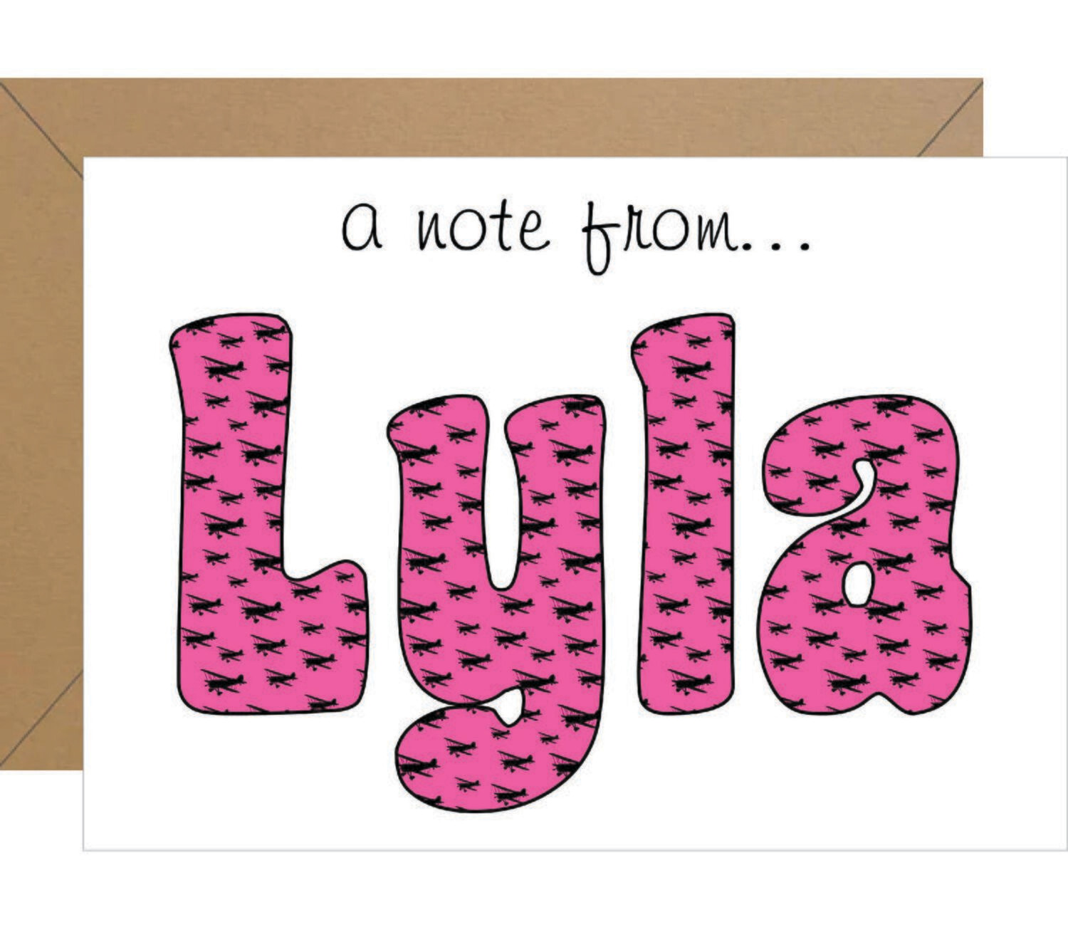 Airplane Print Name Personalized Note