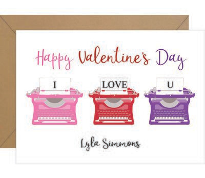 Typewriter &quot;I Love U&quot; Valentine Note