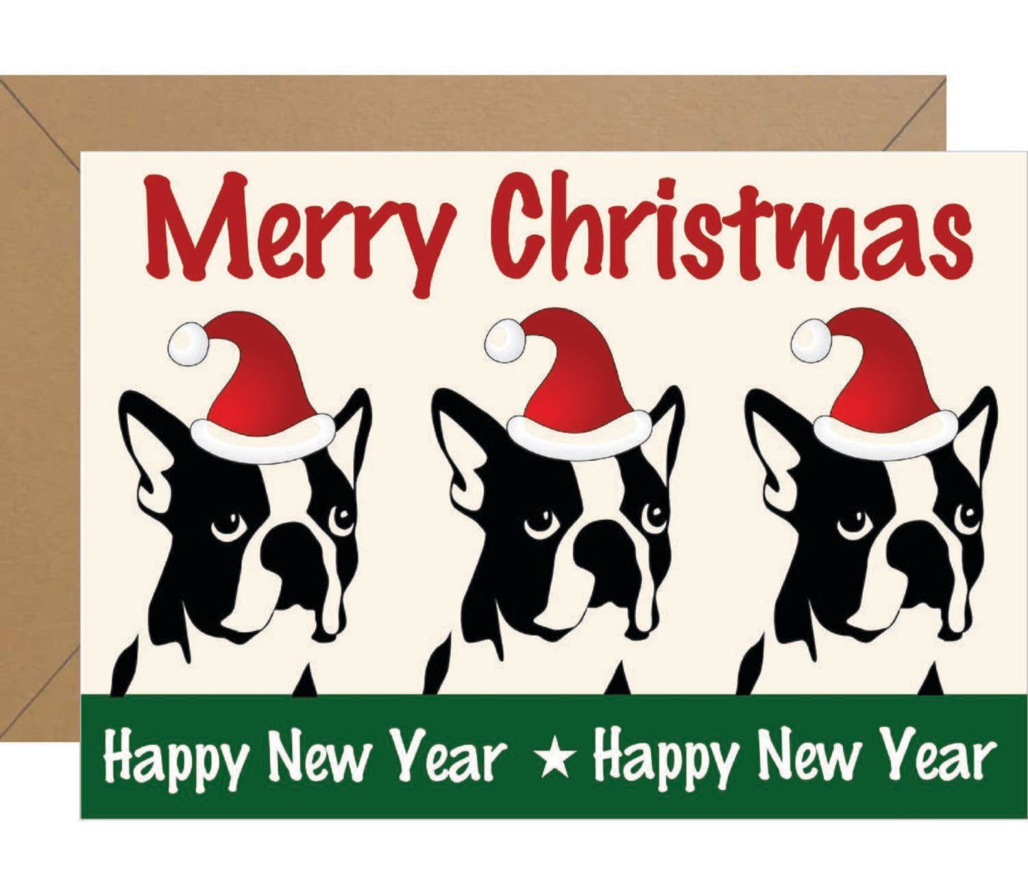 Boston Terrier Christmas Note