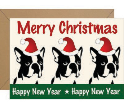 Boston Terrier Christmas Note