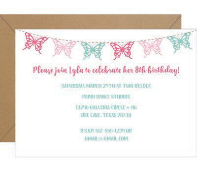 Butterfly Banner Birthday Invitation