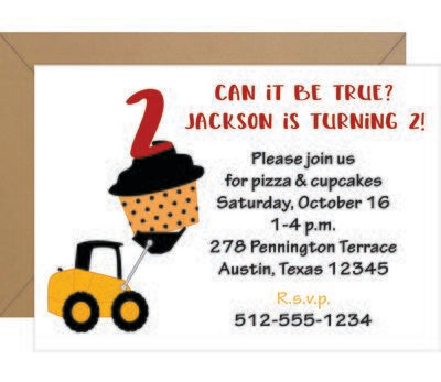 Construction Birthday Invitation