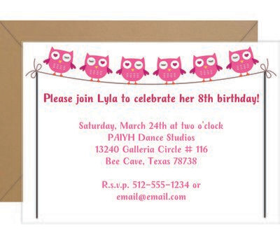 Owl Banner Birthday Invitation