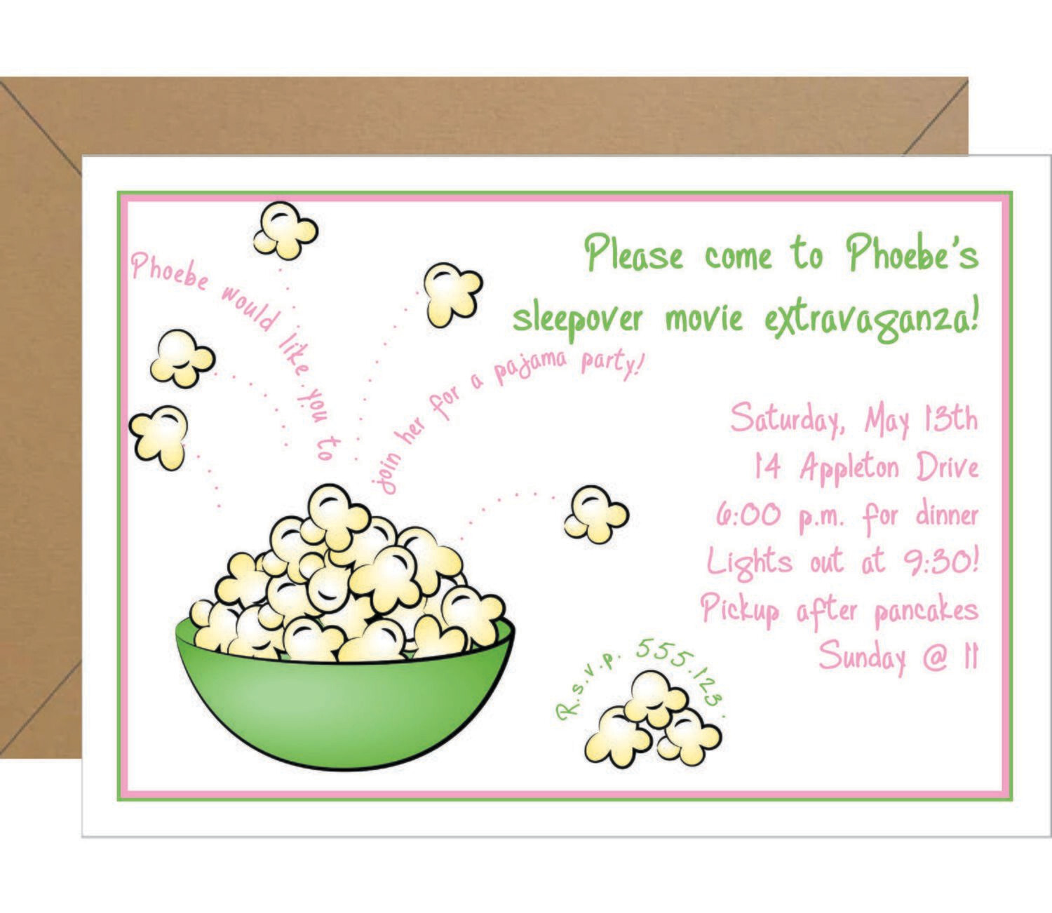 Popcorn Birthday Invitation