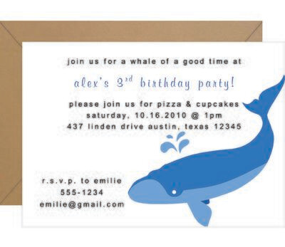 Blue Whale Birthday Invitation