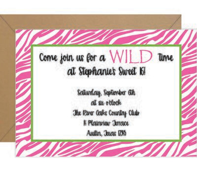 &quot;Zebra Sweet 16&quot; Invitation