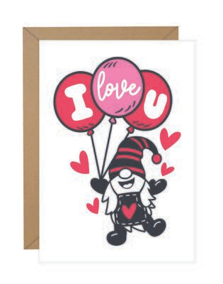 &quot;I Love U&quot; Gnome Valentine Note
