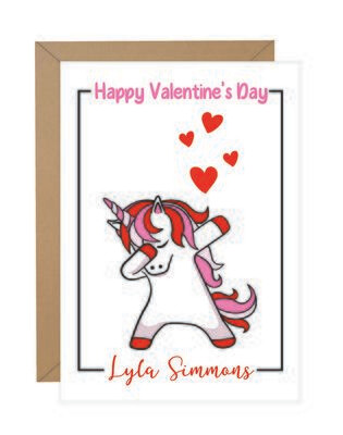 Dabbing Unicorn Valentine Note