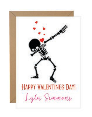 Dabbing Skeleton Valentine Note