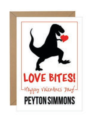 Dino Love Bites Valentine Note