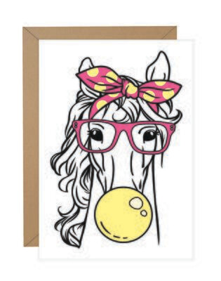 Horse Blowing Bubble Gum Note