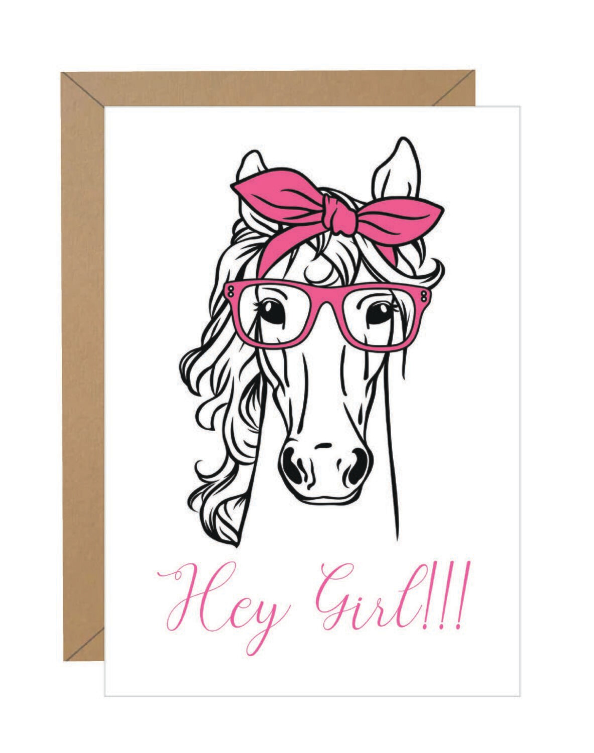 Hey Girl! Horse with Glasses Note