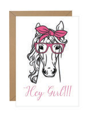 Hey Girl! Horse with Glasses Note