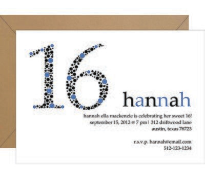 &quot;Sweet 16&quot; Dot Invitation