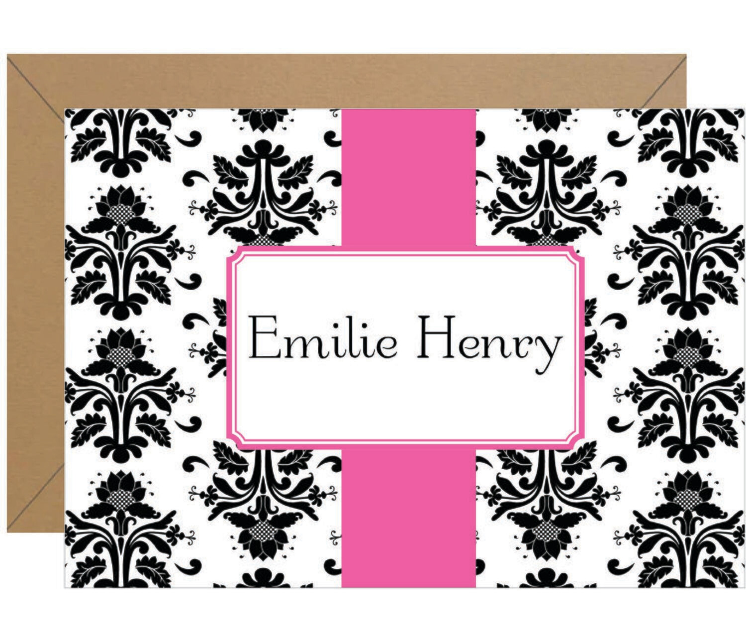 Damask Folded Personalized Note