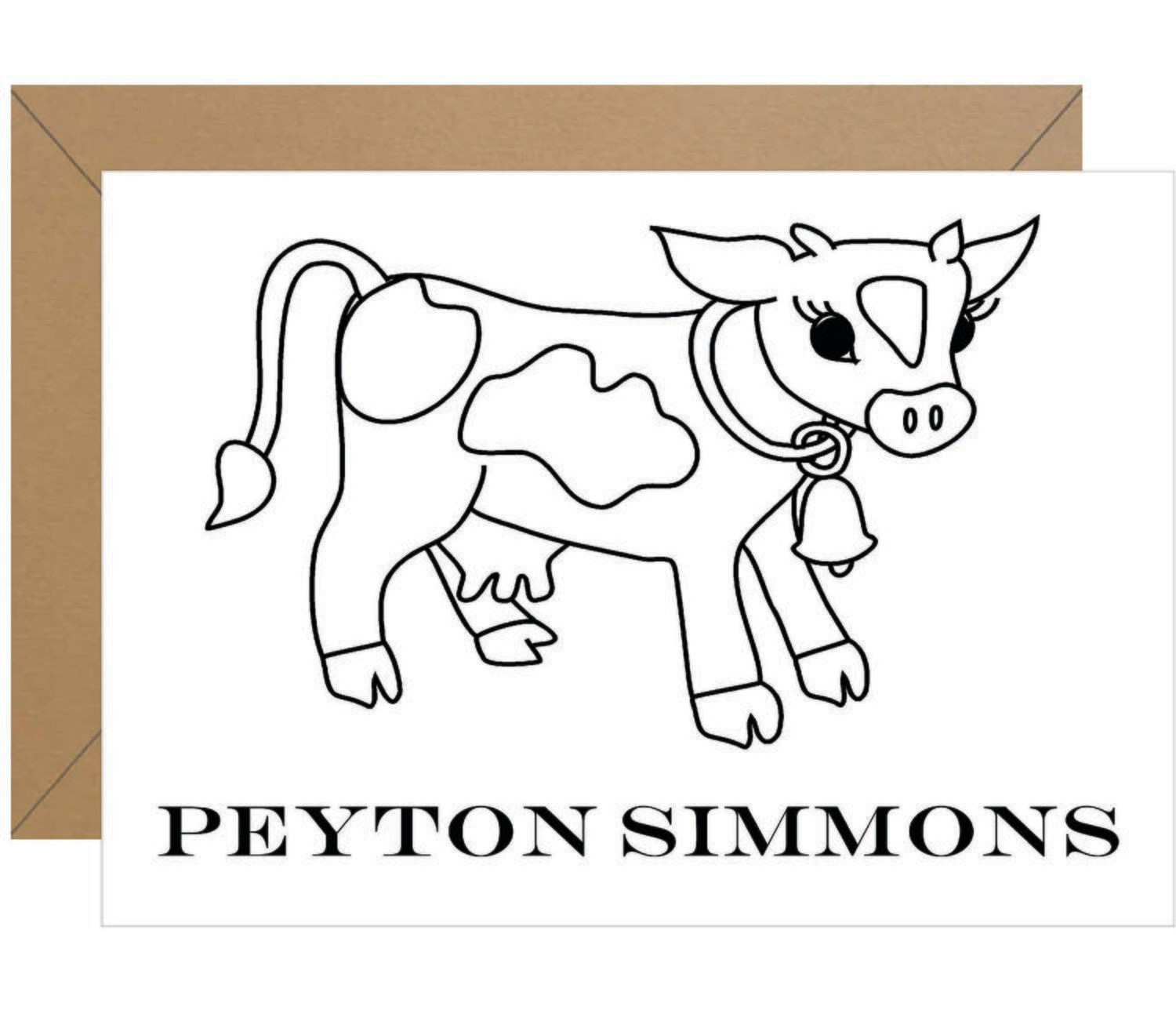 Cow Coloring Personalized Note