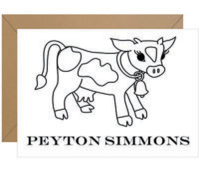 Cow Coloring Personalized Note