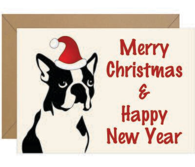 Boston Terrier Merry Christmas Note